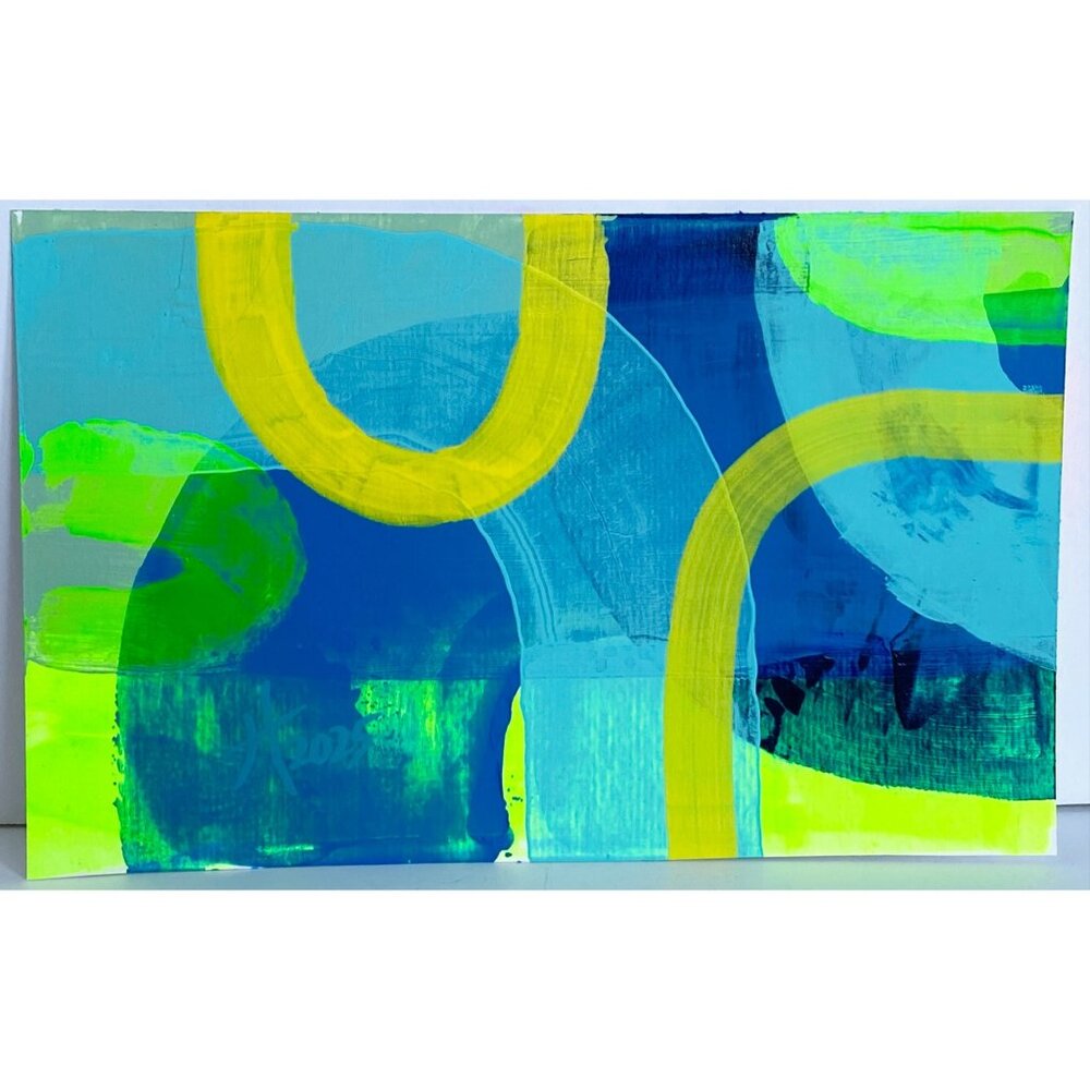 Intersectionality6 Original Acrylic Painting 8x10in Mat Frame Ready Squeegee Art